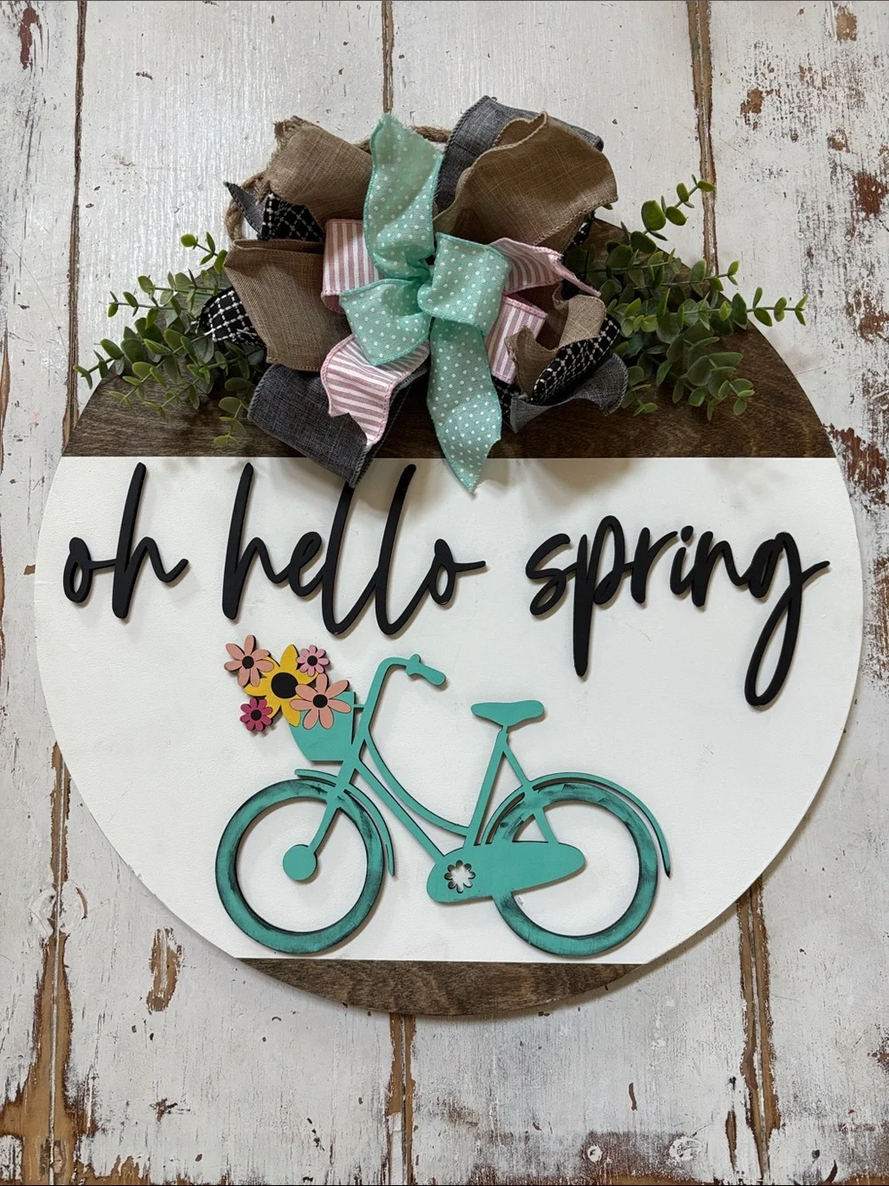 Oh hello spring front door wreath/ hanger